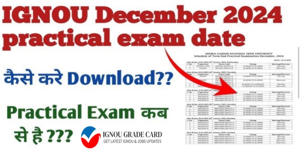 IGNOU Term-End Practical Examination Schedule - December 2024-25