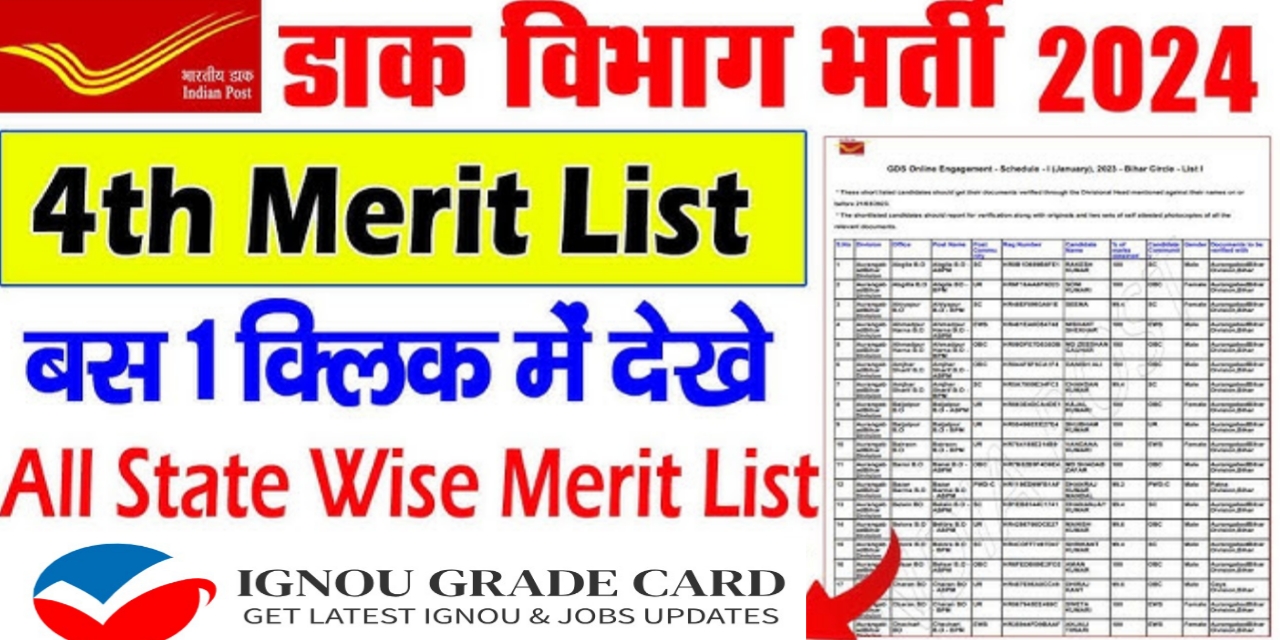 India Post GDS 4th Merit List 2024