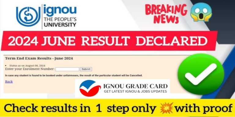 IGNOU Term End Results June 2024